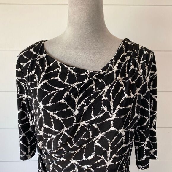 Connected Apparel Asymmetrical Neck Elbow Sleeve Dress Size 12 - Picture 2 of 12